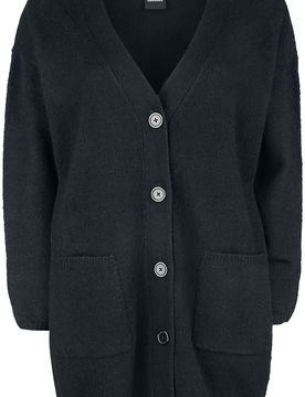 Cardigan - Ladies Chunky Fluffy Knit Cardigan - XS bis 3XL - für Damen - Größe S - schwarz - Frauen - female