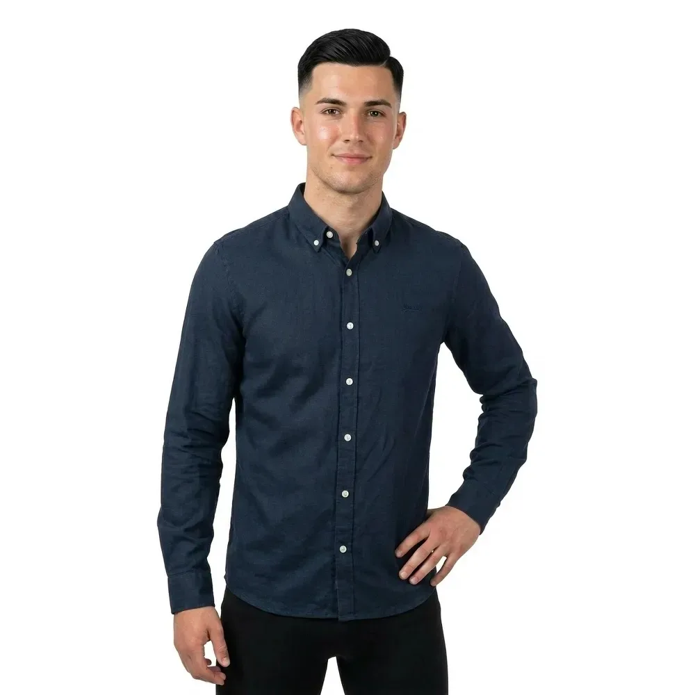 Camicia A Maniche Lunghe M011005a Eclipse Navy XL - Superdry - FashionsVida
