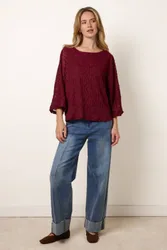 Women's Wine Lace Top - Wine - Size: One Size
