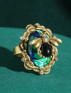 Vintage Opal Blue Gold Color Bee Ring Jewellery Accessories For Woman Luxury Designer New Trends Thanksgiving Gift Party 2026 - Aliexpress - FashionsVida