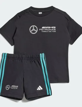 COMPLETO MERCEDES - AMG PETRONAS FORMULA ONE TEAM DNA BABY SHORT SLEEVE 3-6M Black / White - Adidas - FashionsVida