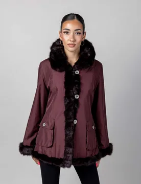 Chaqueta de mujer de pelo de rat mousquet reversible con cuello - De la Roca - FashionsVida