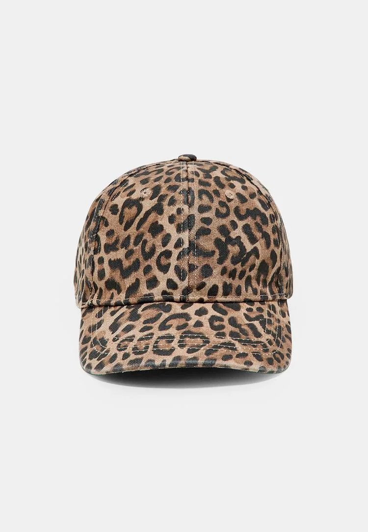 Klassische Kappe mit Leopardenmuster Braun OS - Stradivarius - FashionsVida