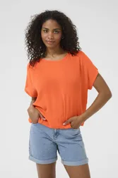 Women's Round Neck Short Sleeve Blouse in Orange Size: 12 - Orange - Size: 12