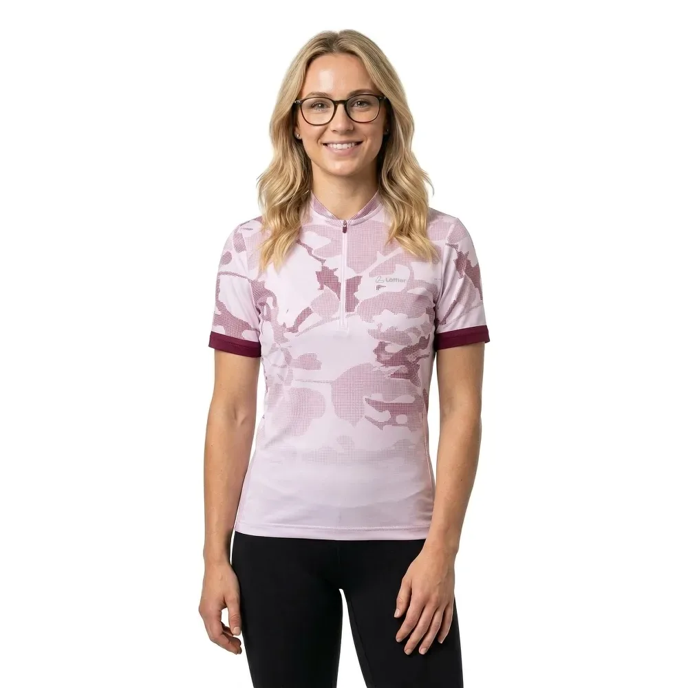 Maglia A Maniche Corte Illusion Half Zip Orchid - Loeffler - FashionsVida