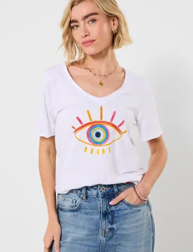 Women's Eye Graphic Print T-Shirt in White Size: 10 - White - Size: 10 - Joe browns - FashionsVida