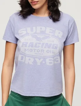 Maglietta A Maniche Corte Archive Kiss Print Fit Violet Marl M - Superdry - FashionsVida