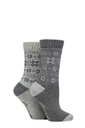 Women's 2 Pair Wool Blend Thermal Performance Boot Socks Slate / Grey 4-8 - Grey - Size: Small