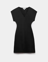 Cotton Rich V-Neck Mini Column Dress Black female