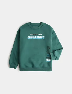 Cotton Rich Minecraft™ Graphic Sweatshirt (6-16 Yrs) Green male - M&S - FashionsVida