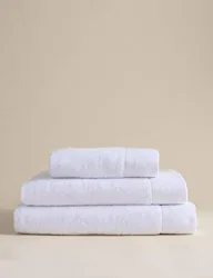 Pure Cotton Towel with Linen Border White