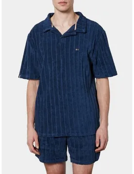 Mens Navy Toweling Polo Shirt - Male - Navy - XX-Large - BOSS - FashionsVida