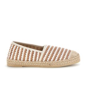 Espadrillas beige e bianche a righe in tessuto p687 40
