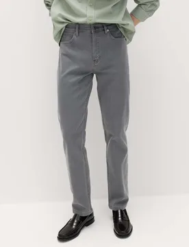 Straight Fit Textured 5 Pocket Jeans Grey male - M&S - FashionsVida