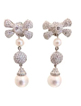 Haute couture crystal and pearl earrings - Ambrosia Paris - FashionsVida