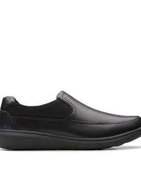 Men's Watchet Step Black Leather Slip Ons Shoes Size: 9.5-Wide Fit - Black - Size: 9.5-Wide Fit - Clarks - FashionsVida