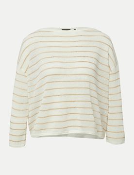 BLACK LABEL Strickpullover mit gestreiftem Muster Weiß L