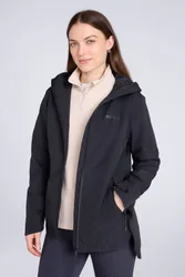 Women's 'Canyon' Lightweight Waterproof Warm Hooded Outdoor Full Zip Jacket in Black Size: 12 - Black - Size: 12