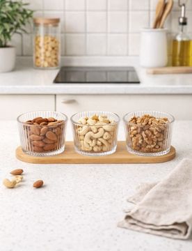 Vassoio da portata con tre ciotoline - beige
