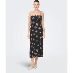 Vestido midi de mujer de tirantes con cierre de cremallera