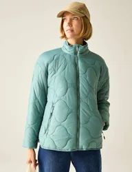 Carlotte Padded Quilted Zip Up Jacket Green Mix female