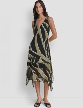 Vestido fluido con estampado abstracto - DKNY - FashionsVida