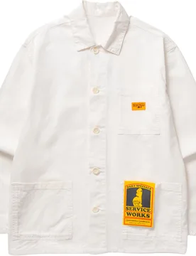 Chemise en coton biologique - Twill Chore Shirt Off White en Coton - Taille M - Blanc - Service Works - FashionsVida