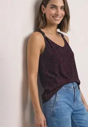 Top mit V-Neck und Dekodetail female Rot