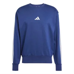 Mens Essentials 3 Stripes Fleece Sweatshirt In Navy/white - Blue - Size X-Small