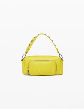 Sac bandoulière multi-poignées en similicuir, PolyurÉThane, Jaune, U