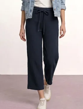 Wide Leg Hose aus Musselin im Loose Fit female Blau - Street One - FashionsVida