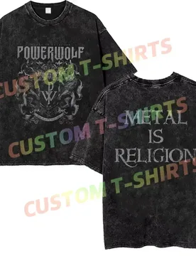 Summer Vintage Cotton Washed Metal Is Religion T-Shirt Black By Powerwolf Loose T Shirts Men Y2K Hip Hop Top Tee - Aliexpress - FashionsVida