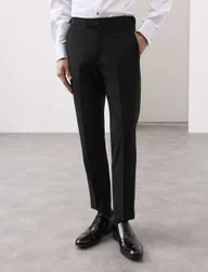 Tailored Fit Wool Blend Tuxedo Trousers Black male