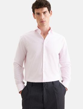 Regular Business Hemd Gestreift Rosa/Pink 43