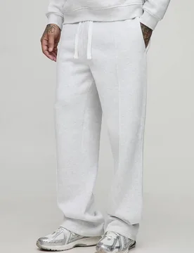 Herren Tall Relaxed Pintuck Naht-Detail Jogginghose Grey Marl Größe XL - boohooMAN - FashionsVida