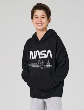 Felpa con cappuccio NASA - grigio scuro