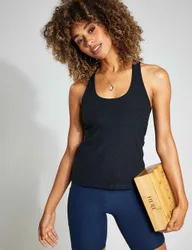 Spacedye Step Up Racer Back Vest Top Black female