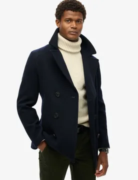 Superdry Herren The Merchant Store Wollmischung Cabanjacke Marineblau - Größe: XL - 199.99 - FashionsVida