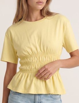 Blusa in cotone arricciata - giallo