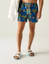 Loras Floral Quick Dry Pocketed Swim Shorts Blue male