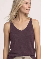 Top mit V-Neck und Glitzerdetails female Rot