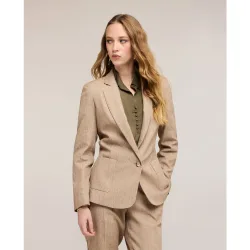 Blazer de mujer de un botón mezcla de lino modelo con ajuste regular cierre de botonadura sencilla con botón