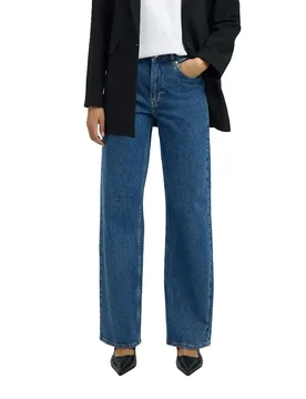 Jeans A Vita Alta Bea Kori Wide Leg Medium Blue Denim / 203 26 - Selected - FashionsVida