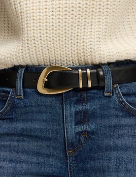 Big Buckle Leather Belt Black Größe 85 female