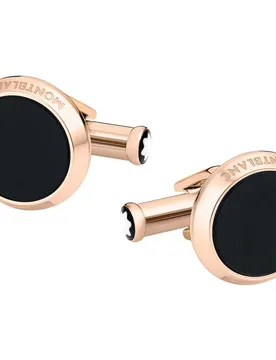 Gemelos de hombre Meisterstück rosa y negro de acero inoxidable - Montblanc - FashionsVida