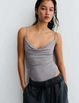 Body Drapé À Bretelles L Gris