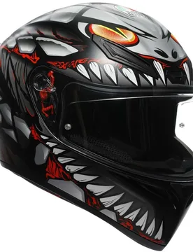Casco Moto Integrale K1 S LYZARD Opaco Nero Grigio Rosso taglia XS - AGV - FashionsVida