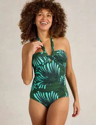Printed Padded Bandeau Swimsuit Green Mix female