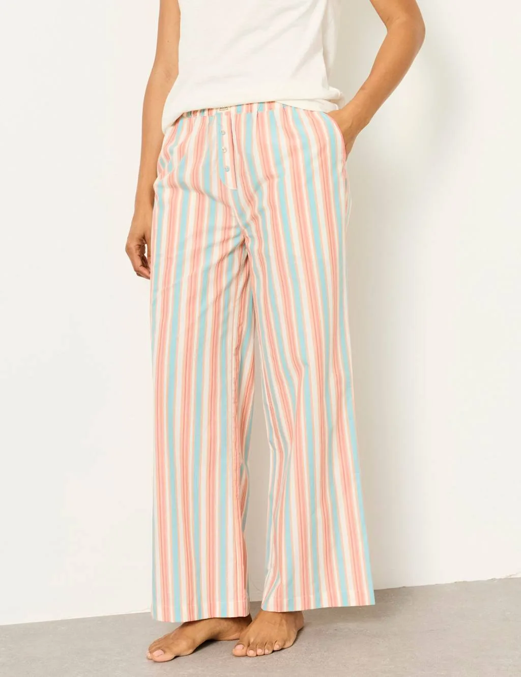 Pure Cotton Sardine Striped Pyjama Set Multi female - Fatface - FashionsVida