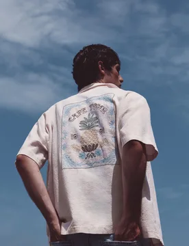 Pineapple Embroidery Short Sleeve Shirt (Size: ) - Pull&bear - FashionsVida